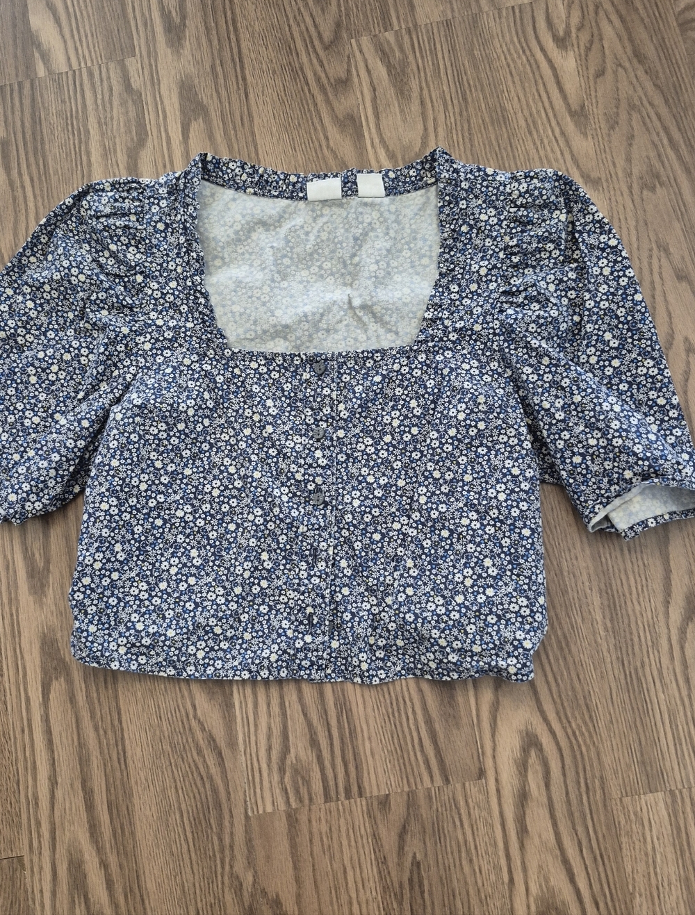 Levi's Blue Floral Square-Neck Button-Front Women's Top